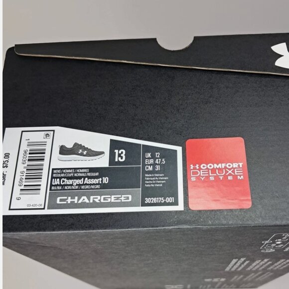Under Armour Charged Assert 10 Mens 13 Black White Running Shoes New EY main image 4